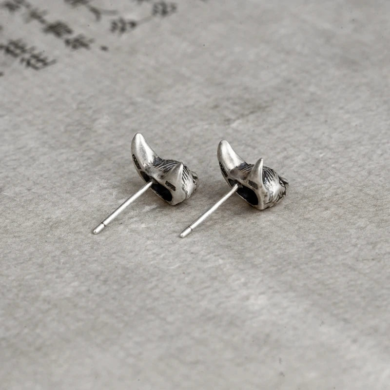 MKENDN Ohrstecker mit blauäugiger Sphynx-Katze, Meditations- und Yoga-Motiv, für Damen und Herren, Sterlingsilber 925, antiallergischer Schmuck