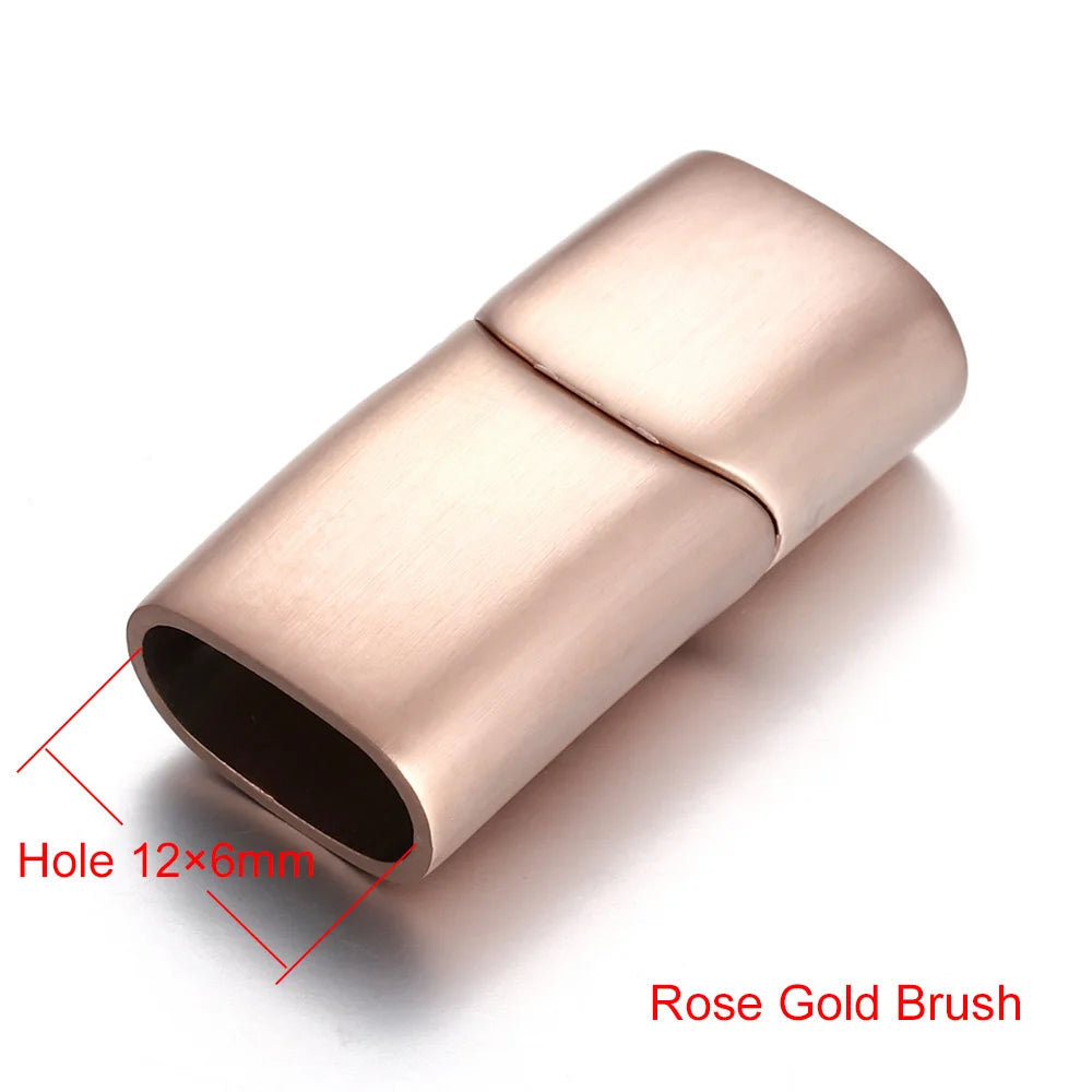 Stainless Steel Magnetic Clasp 12*6mm Hole Bracelet Magnet Clasp DIY Accessories Leather Jewelry Making Finding Supplies