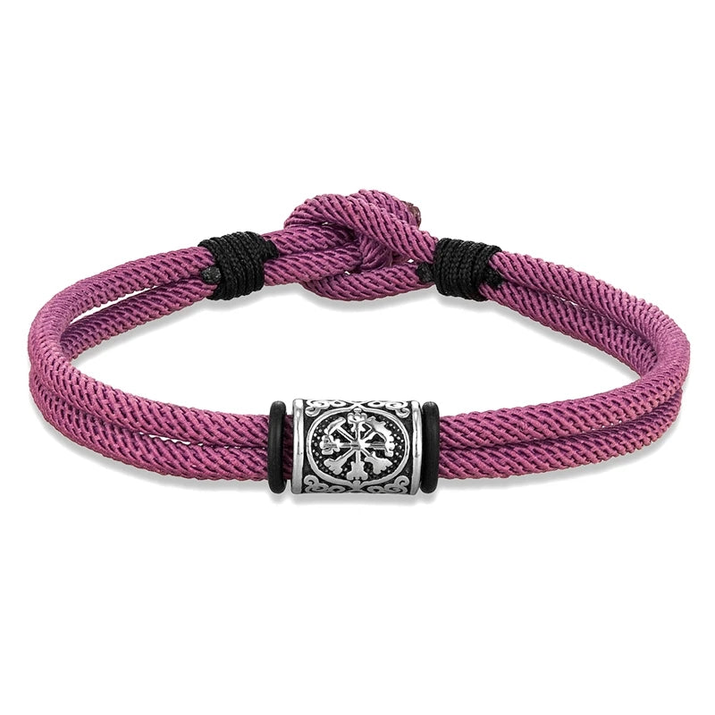 MKENDN Vintage Viking Compass Runes Bracelet Handmade Double Strand Rope Bracelets For Men Women Norse Mythology Amulet Gifts