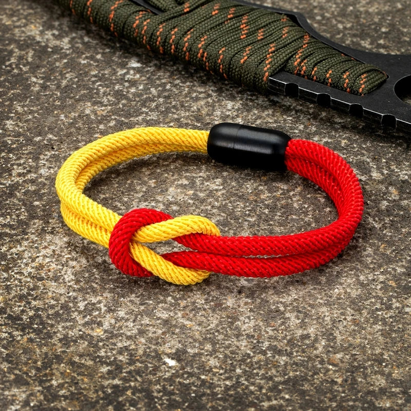MKENDN Fashion Waterproof Nautical Rope Infinity Knot Bracelet Black Magnet Bracelets France Flag Male Female Jewelry Pulseras