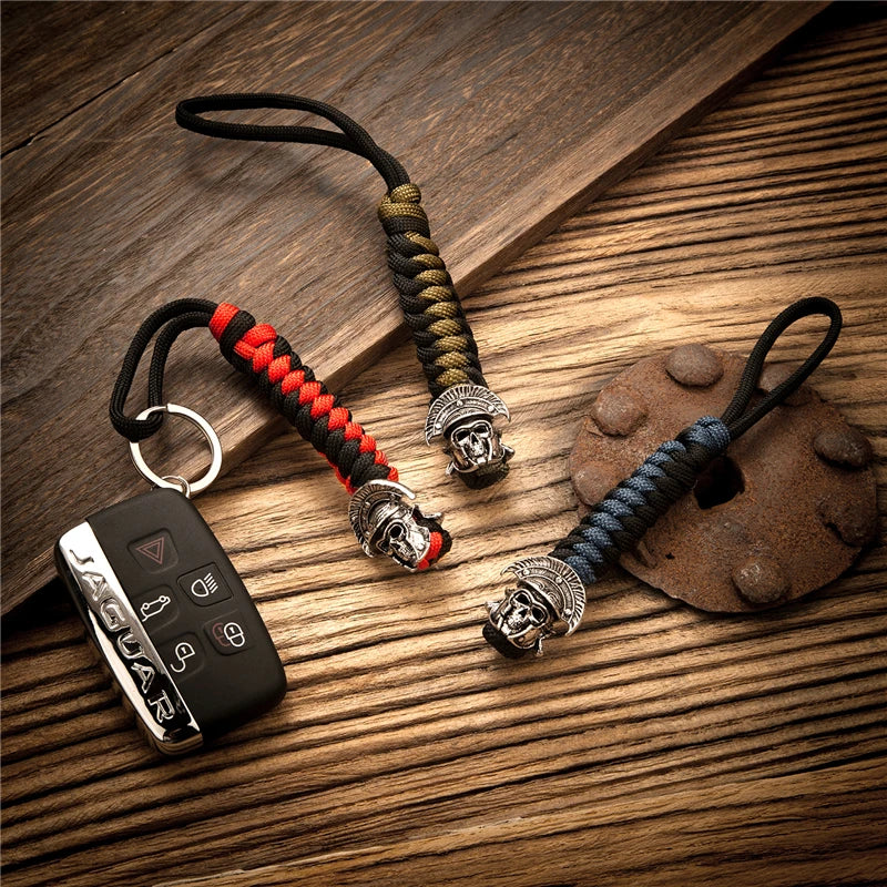 Vikings Roman Centurion Helmet Keychains Knife Paracord Rope Pendant Men Bag Car Keyring Navy EDC Paracord Accessories Jewelry