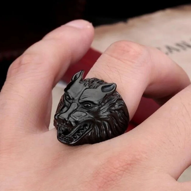 2025 Vintage Wolf Head Rings For Men Jewelry Accessories Punk Stainless Steel Rock Biker Rings Wholesale