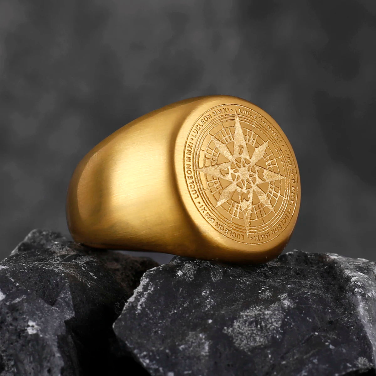 Compass World Map Black Men's Ring Punk Hip Hop Simple Stainless Steel Men's Ring Accessories Jewelry Creative Gifts Wholesale