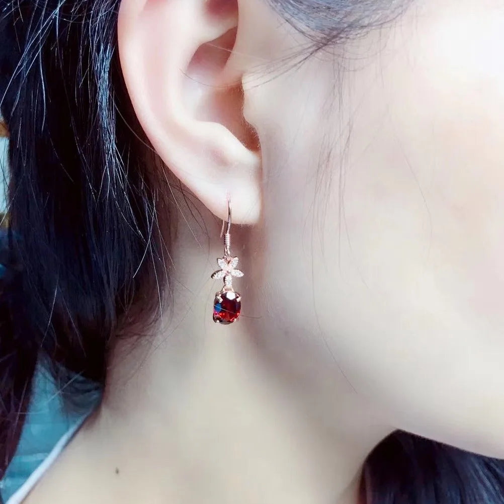 925 Sterling Silver Vintage Ruby Diamond Earrings for Women Genuine Jewelry Wedding Anniversary Earrings Gift Anillos Mujer