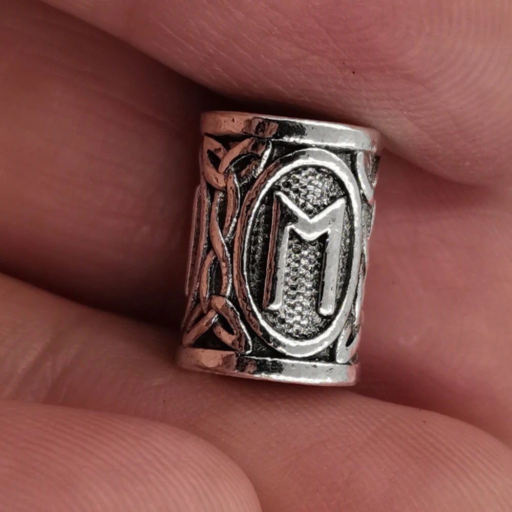 Hair Braid Beard Dreadlock Beads Rings Tube Viking Rune Charm Pendant for DIY Necklace Jewelry Making