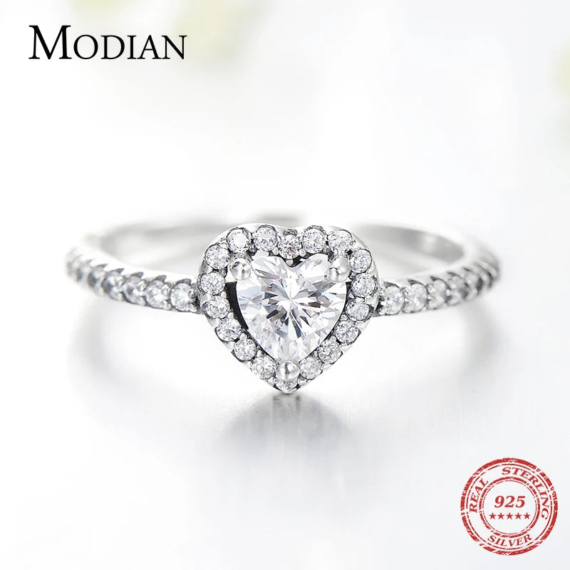 Modian Exquisite 925 Sterling Silver Vintage Hearts AAA Clear CZ Finger Rings for Women Luxury Wedding Statement Jewelry Bijoux - Madeinsea©