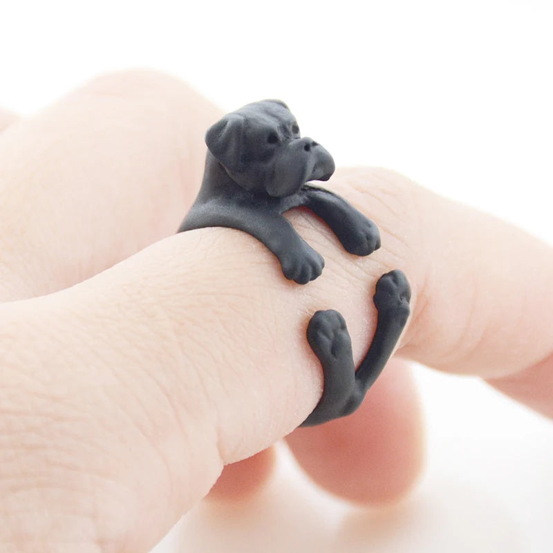 Retro Boho Pug&Boxer&Dachshund Dog Ring Men Punk Bulldog Anel Masculino Couple Rings For Women Jewelry Gifts For Pet Lovers Gift