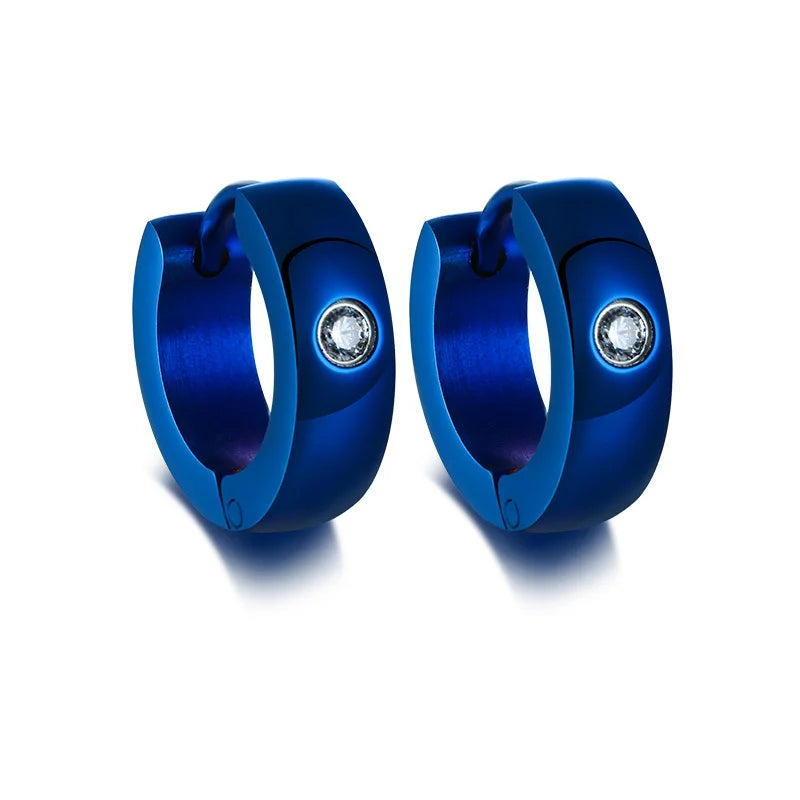 VNOX Cute Hoop Earrings for Men Punk Stainless Steel Huggie Small Earrings 4 Color - Madeinsea©