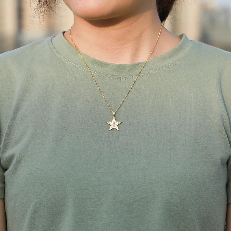 Top Quality Unisex Moissanite Star Pendant Necklace 925 Fashion For Women Hip Hop Jewelry