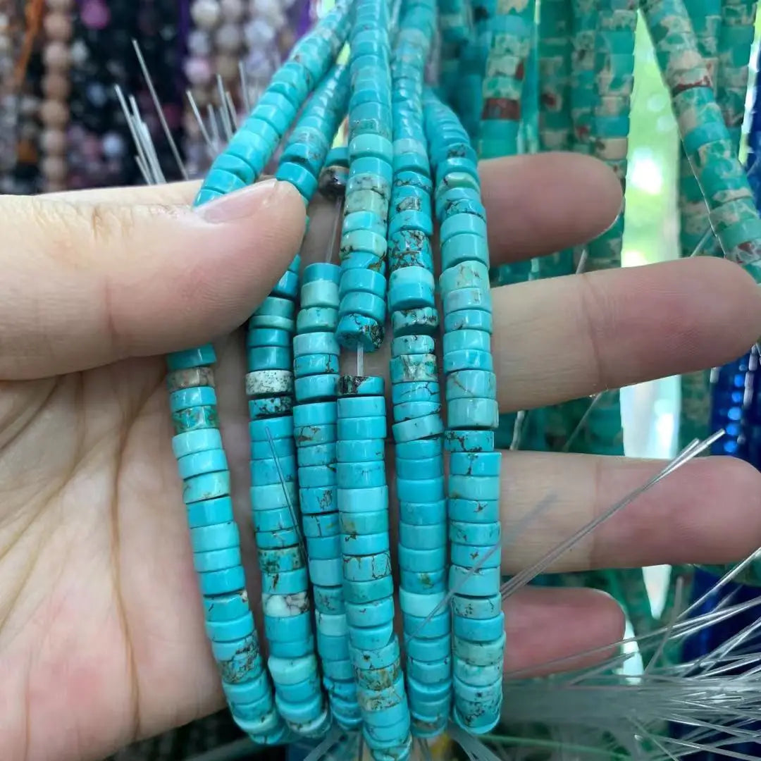 6x3mm Natural Sea Sediment Turquoises Amethysts Jaspers Stone Cylinder Flat Spacer Disk Bead For Jewelry Making DIY Accessories