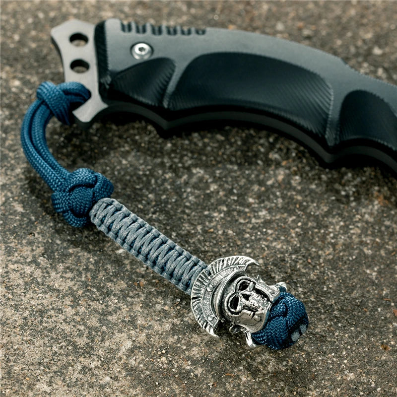 MKENDN New Design Japanese demon Evil mask Men Keychains Backbag Knife Pendant Men Survival Lanyard Rope Handmade Jewelry Gifts