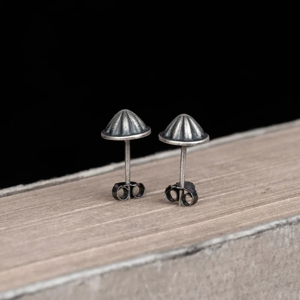 MKENDN Ohrstecker aus 925 Sterlingsilber mit Stoffknopf für Damen und Herren – minimalistischer Ohrschmuck im Punk-, Street- und Gothic-Stil