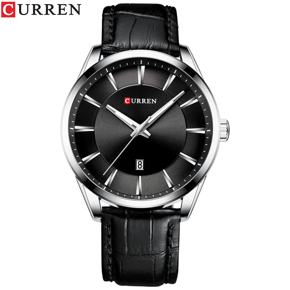 Montres à quartz CURREN pour hommes, bracelet en cuir, montres-bracelets de luxe pour hommes d'affaires, 45 mm.