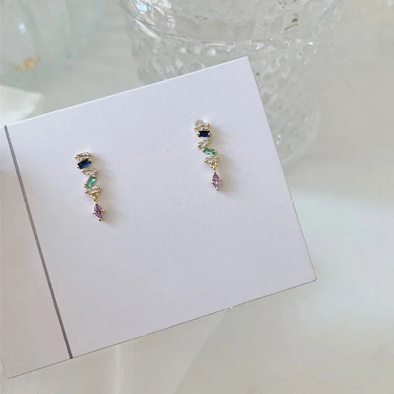 925 Sterling Silver Simple Snake Stud Earrings Women Pavé Crystal Tassel Earrings Wedding Temperament Jewelry Friendship Gift