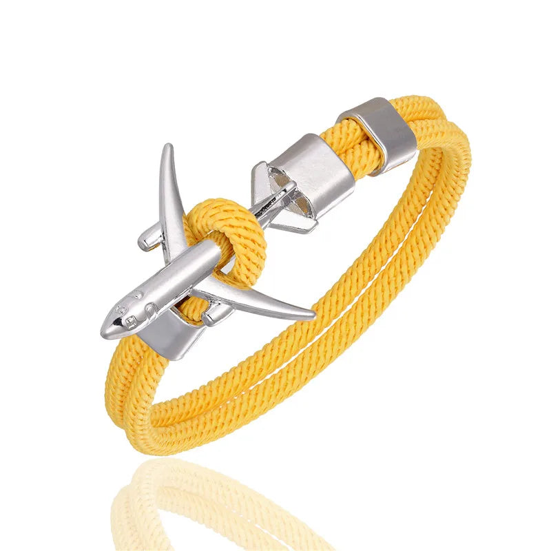 MKENDN Fashion Airplane Anchor Bracelets Men Charm Rope Chain Paracord Bracelet Male Women Air force style Wrap Metal Sport Hook - Madeinsea©