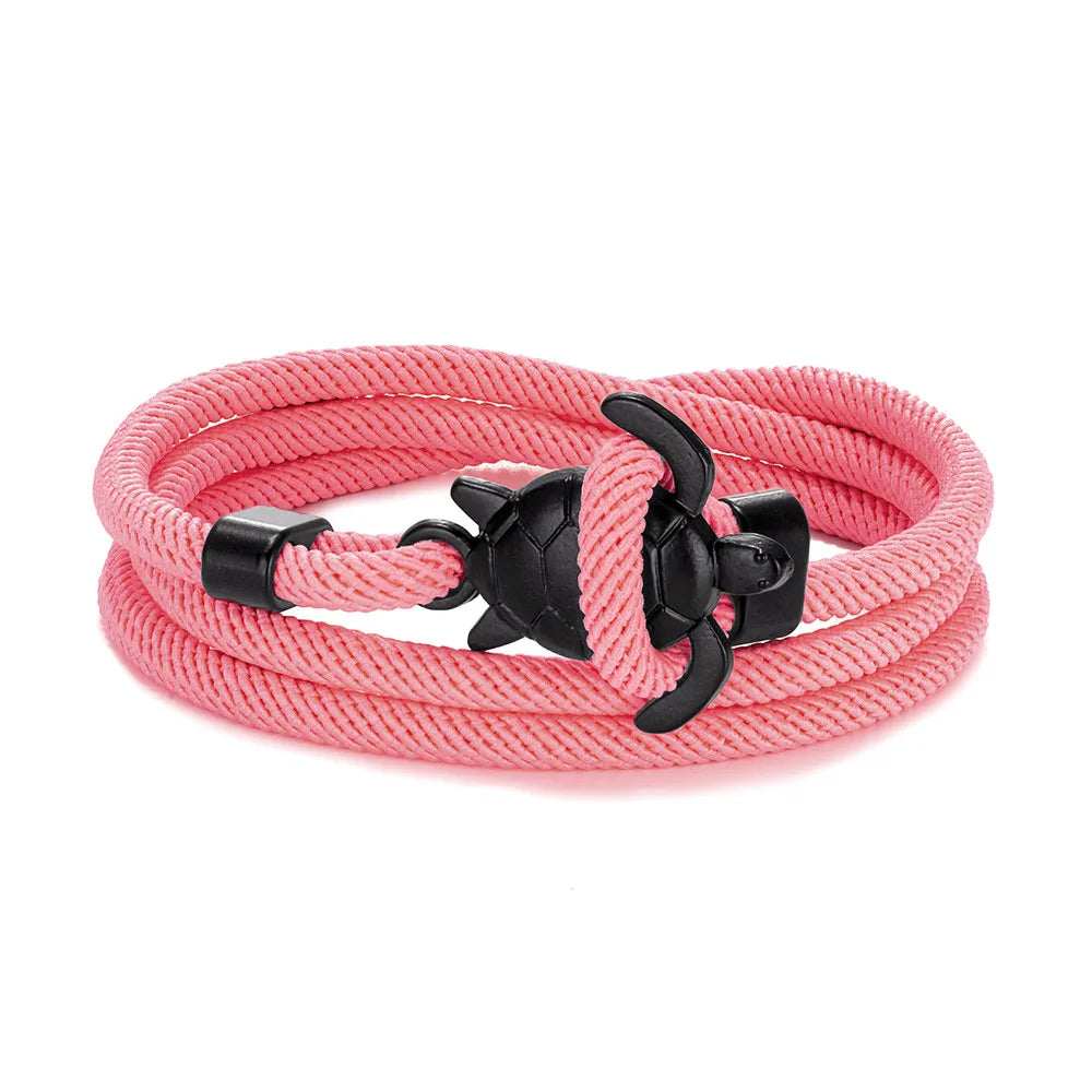 MKENDN Hand Braided Sea Turtle Viking Bracelet Charms Darkblue Rope For Men Women Beach Wristband Adjustable Jewelry Homme