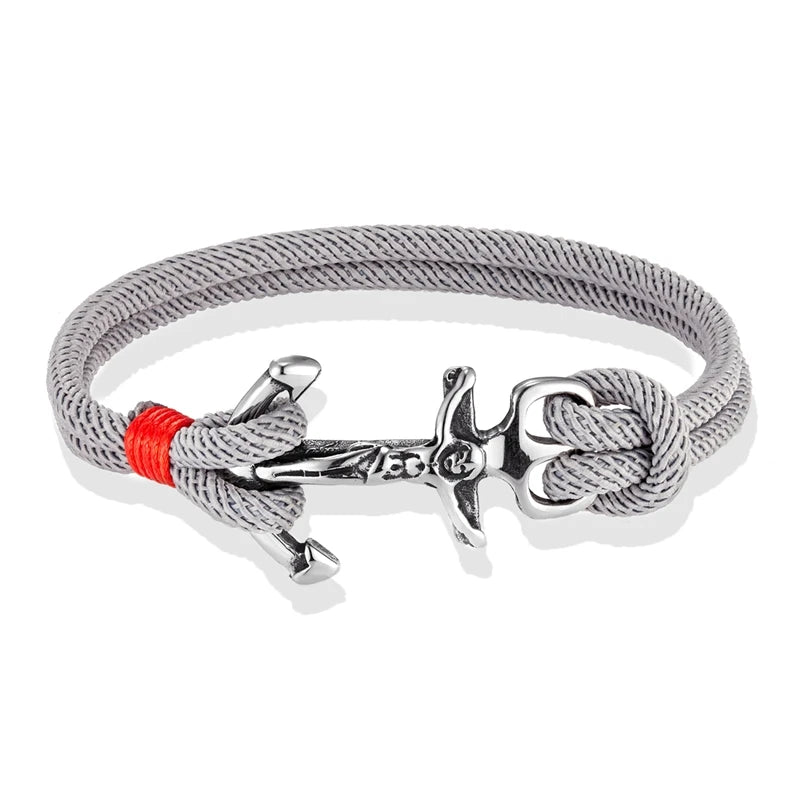 MKENDN Navy Anchor Bracelets Men Double Strand Nautical Rope Bracelet For Women Stainless Steel Jesus Cross Prayer Jewelry