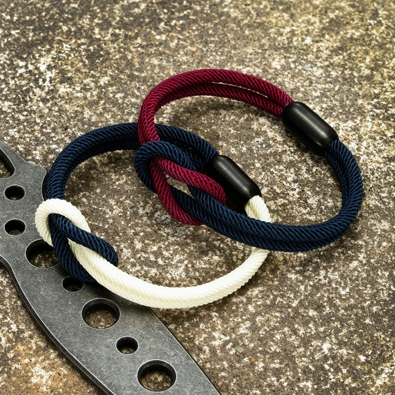 MKENDN Fashion Waterproof Nautical Rope Infinity Knot Bracelet Black Magnet Bracelets France Flag Male Female Jewelry Pulseras