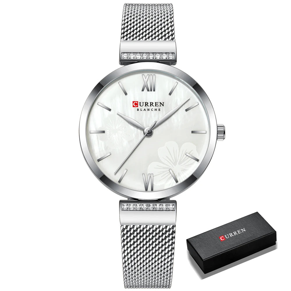 CURREN Fashion Watch for Women Luxury Quartz Gold Elegant Bracelet Wristwatch Female Clock Ladies Dress Stainless Steel