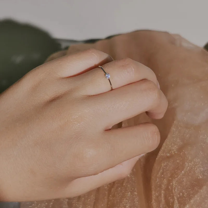 925 Sterling Silver Tail Ring Plating 14k Gold Korean Version Simple Diamond Fine Ring Women Proposal Jewelry Accessories