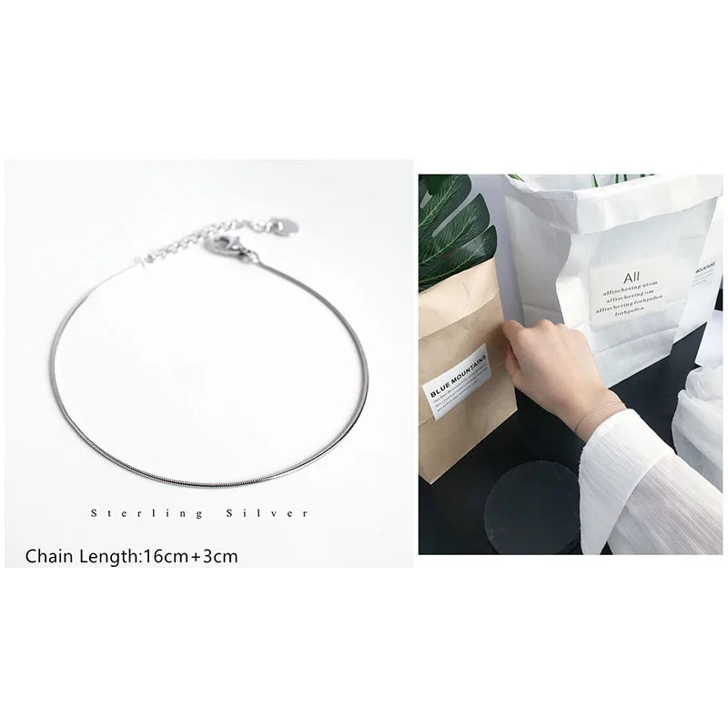 925 Sterling Silver Minimalist Style Chain Bracelet For Women Classic Fashion Student Couple Wristband Jewelry Accessories