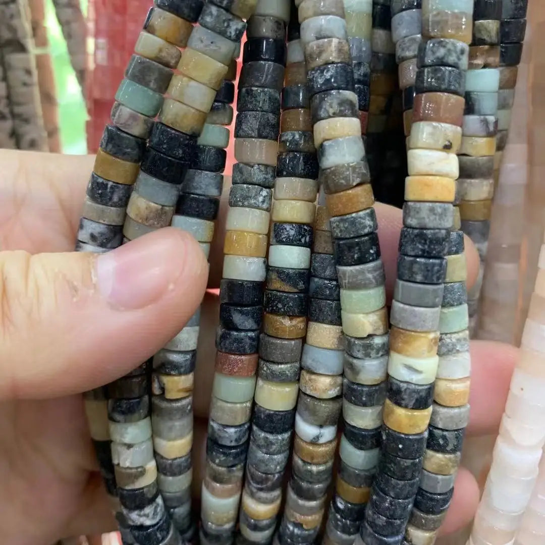 6x3mm Natural Sea Sediment Turquoises Amethysts Jaspers Stone Cylinder Flat Spacer Disk Bead For Jewelry Making DIY Accessories