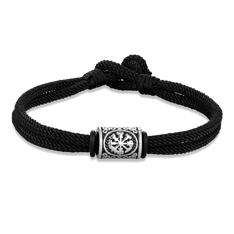 MKENDN Vintage Viking Compass Runes Bracelet Handmade Double Strand Rope Bracelets For Men Women Norse Mythology Amulet Gifts