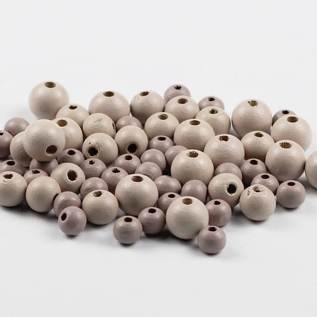 50~200 Stück Holzperlen Farbe 8/10/12mm Runde Kugel Spacer Perlen Naturholzperlen für Schmuckherstellung DIY Armband Finding