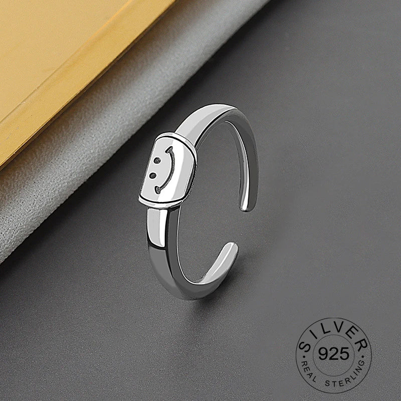 Bague ouverte en argent sterling 925 pour femme, niche INS, vague irrégulière, surface sable, nouilles larges, cadeau original pour fête d'anniversaire
