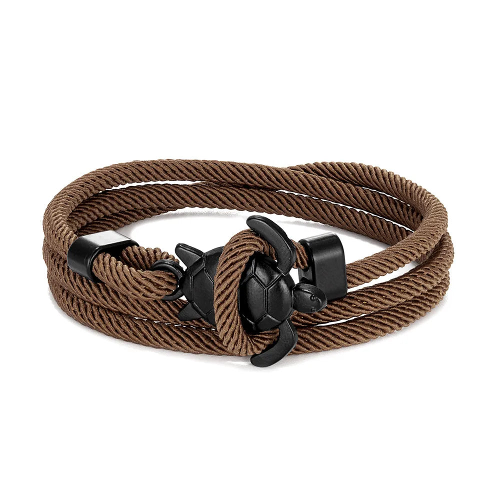 MKENDN Hand Braided Sea Turtle Viking Bracelet Charms Darkblue Rope For Men Women Beach Wristband Adjustable Jewelry Homme