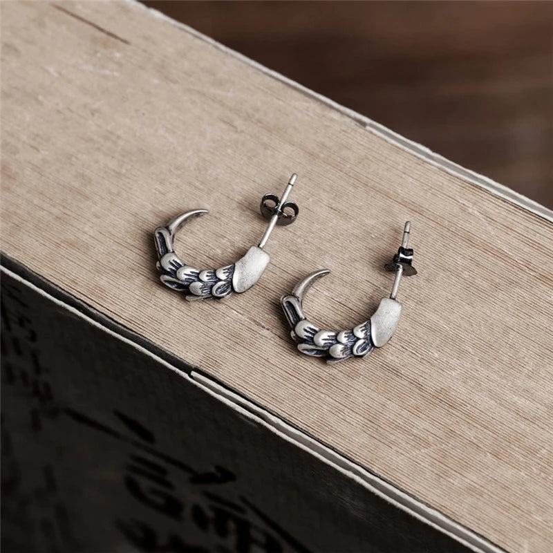 MKENDN Ohrstecker mit Adlerkralle aus 100 % 925er Sterlingsilber – Persönlichkeit für Damen und Herren – Ohrschmuck-Accessoires im neugotischen Stil