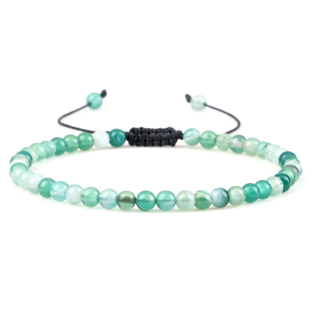 Adjustable 4mm Chakra Beads Bracelet Mini Natural Stone Agats Lava Tiger Eye Beaded Bracelets & Bangles Women Men Gift Jewelry