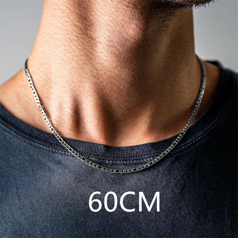 Fashion New Figaro Chain Necklace Men 3mm Stainless Steel Gold Color Long Necklace For Men Jewelry Gift Collar Hombres - Madeinsea©