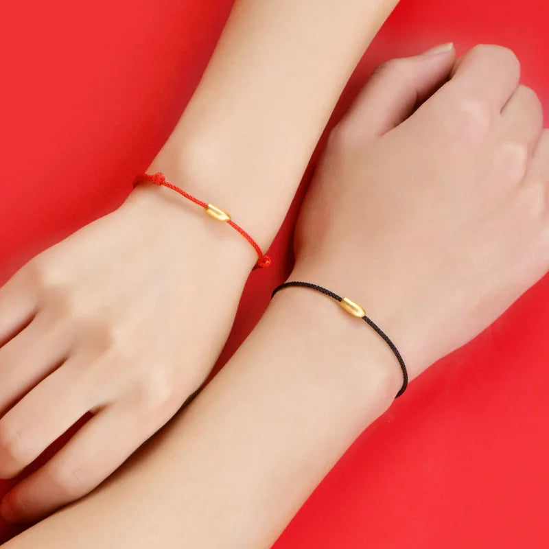 Real 18k Yellow Gold Adjustable Bracelets for Couple Fine Jewelry for Women Christmas Day Jewelry Gift High Quality Jewelry