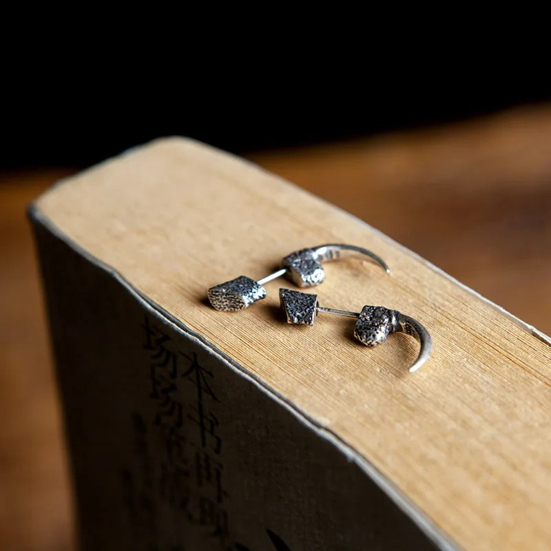 MKENDN Gothic Punk Rock Style Earrings Fashion 925 Sterling Silver Ear Rings Eagle Claw Stud Earrings For Men Pop Style Piercing
