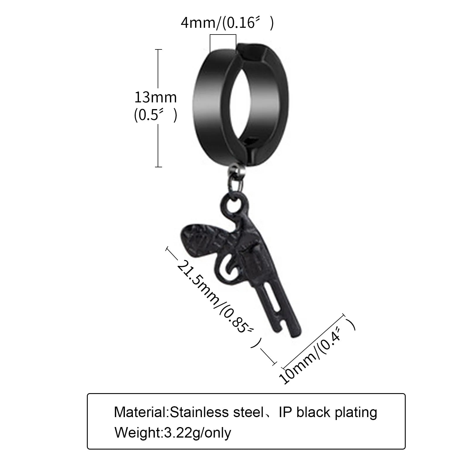 Vnox Punk Clip Earrings for Men Women, Black Stainless Steel Ear Accessory, Gothic Rock Hiphop Hoop Circle Earring 1 Piece - Madeinsea©
