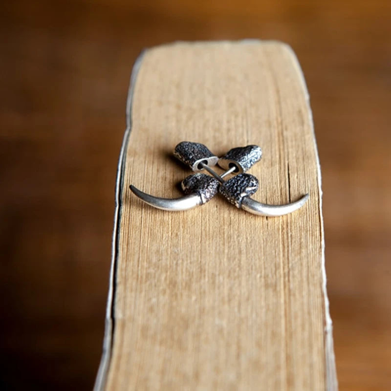 MKENDN Gothic Punk Rock Style Earrings Fashion 925 Sterling Silver Ear Rings Eagle Claw Stud Earrings For Men Pop Style Piercing