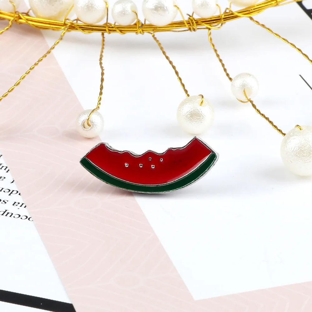 Hot Summer Cute Watermelon Enamel Pins Kids Cartoon Fruit Brooches Women Bag Decoration Badges Women Lapel Pins Jewelry Gift New