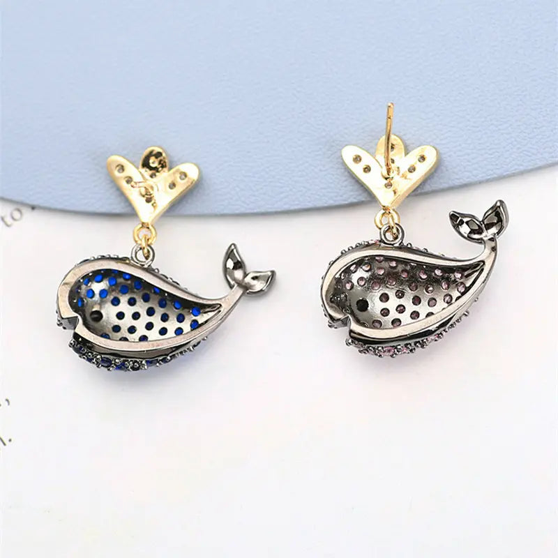 Blue Whale Zircon Earring for Women