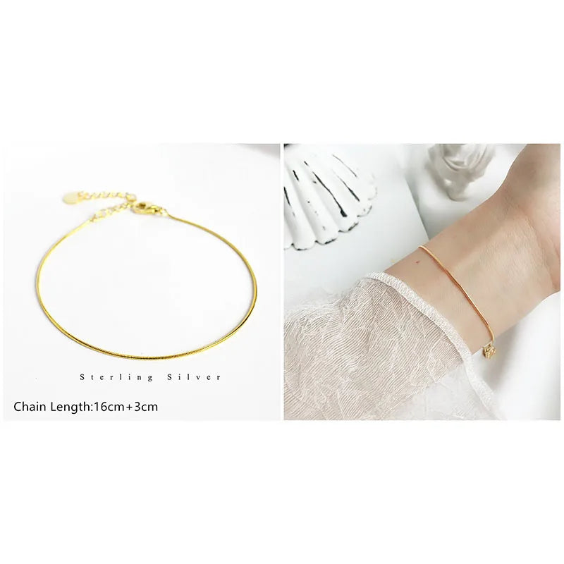 925 Sterling Silver Minimalist Style Chain Bracelet For Women Classic Fashion Student Couple Wristband Jewelry Accessories