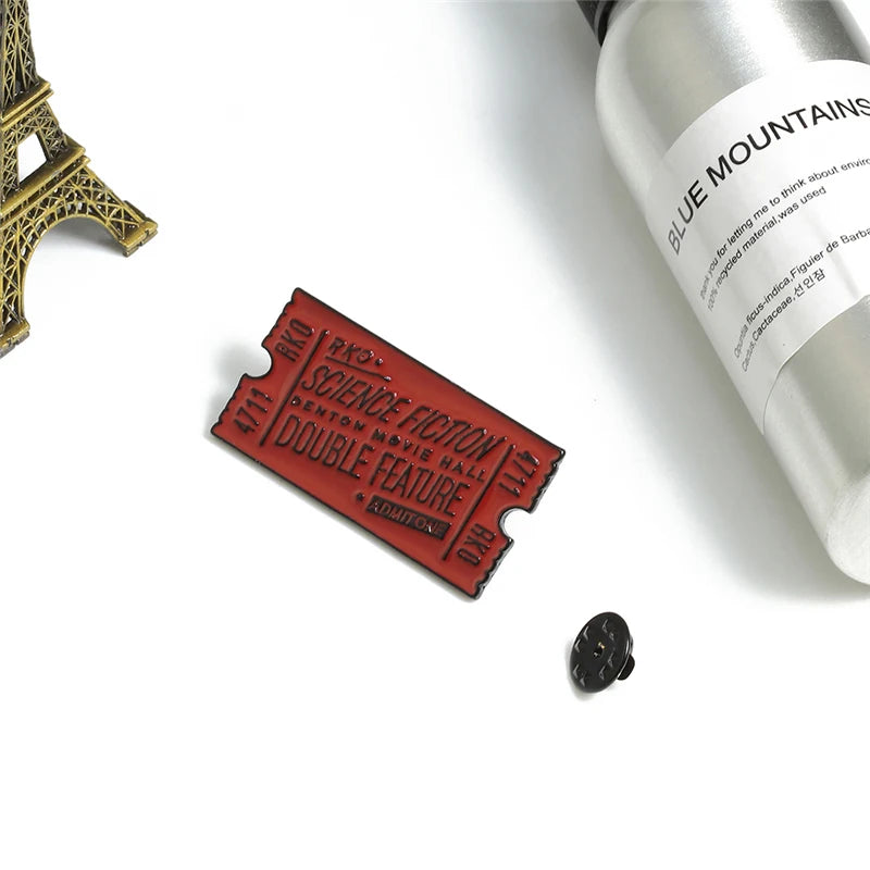 Red Black Movie Tickets Enamel Pins Rocky Horror Picture Show Ticket Brooches Badges Denim Shirt Lapel Pin Jeweley Friend Gifts