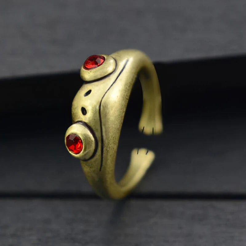 New Vintage Crystal Eye Frog Ring Men Boho Brass Knuckle Animals Anel Masculino Love Rings For Women Girls Fashion Jewelry Gift