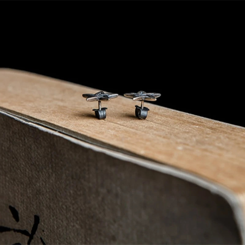 MKENDN Vintage 100% 925 Sterling Silver Creative Star Stud Earring Men Women Trendy Street Punk Style Ear Pin Gothic Jewelry
