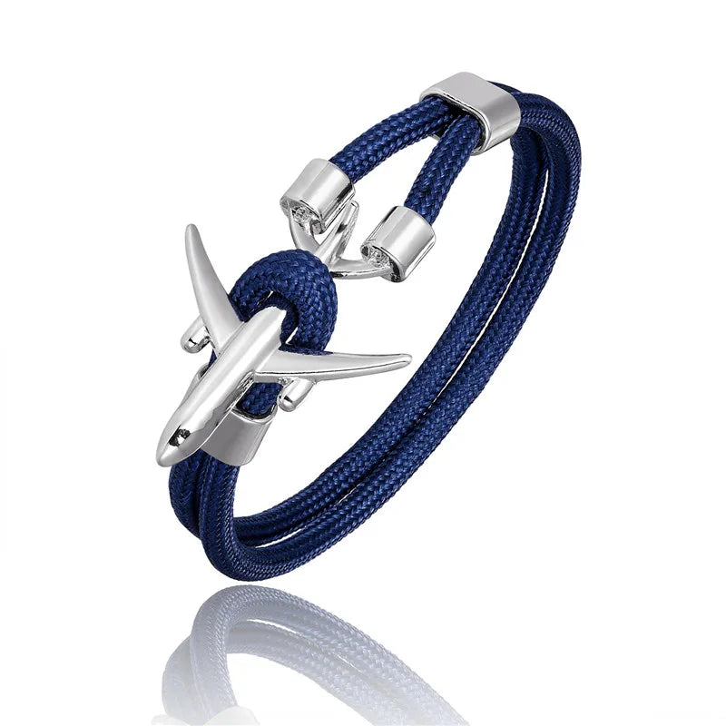 MKENDN Fashion Anchor Men Women Airplane Bracelets Charm Rope Chain Paracord Hope To Safe Jewelry Pulseras hombres