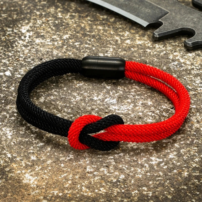 MKENDN Fashion Waterproof Nautical Rope Infinity Knot Bracelet Black Magnet Bracelets France Flag Male Female Jewelry Pulseras