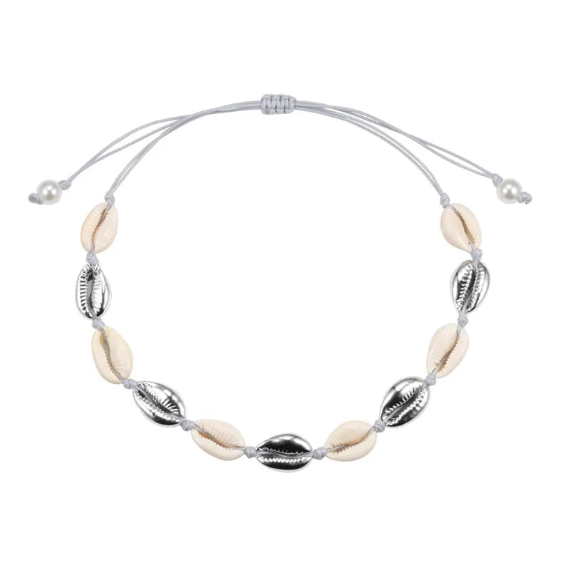 Natural Sea Shell Choker Chain Necklace for Women Bohemian Vintage Beach Conch Shell Braided Jewelry Wholesale Best Friend Gift