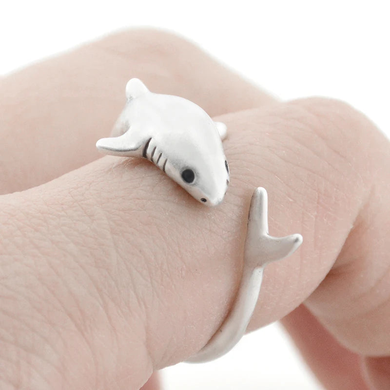 Adjustable 3D Shark Anel Men Ring Punk Fish Anillos Bague Femme Rings For Women Jewelry Anillos Mujer Accessories Lover Gifts