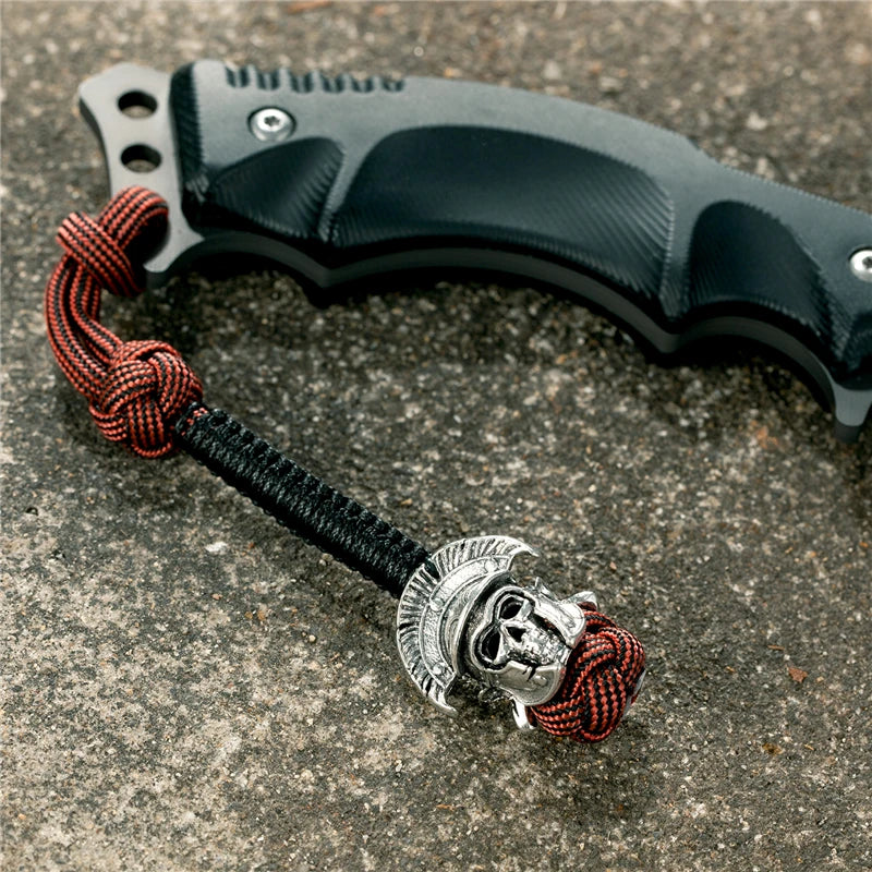 MKENDN New Design Japanese demon Evil mask Men Keychains Backbag Knife Pendant Men Survival Lanyard Rope Handmade Jewelry Gifts