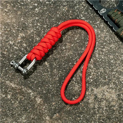 New Design Paracord Keychain stainless steel U-shaped Buckle Hand-woven keychain Wrist Anti-lost Rope Emergency Survival Tool