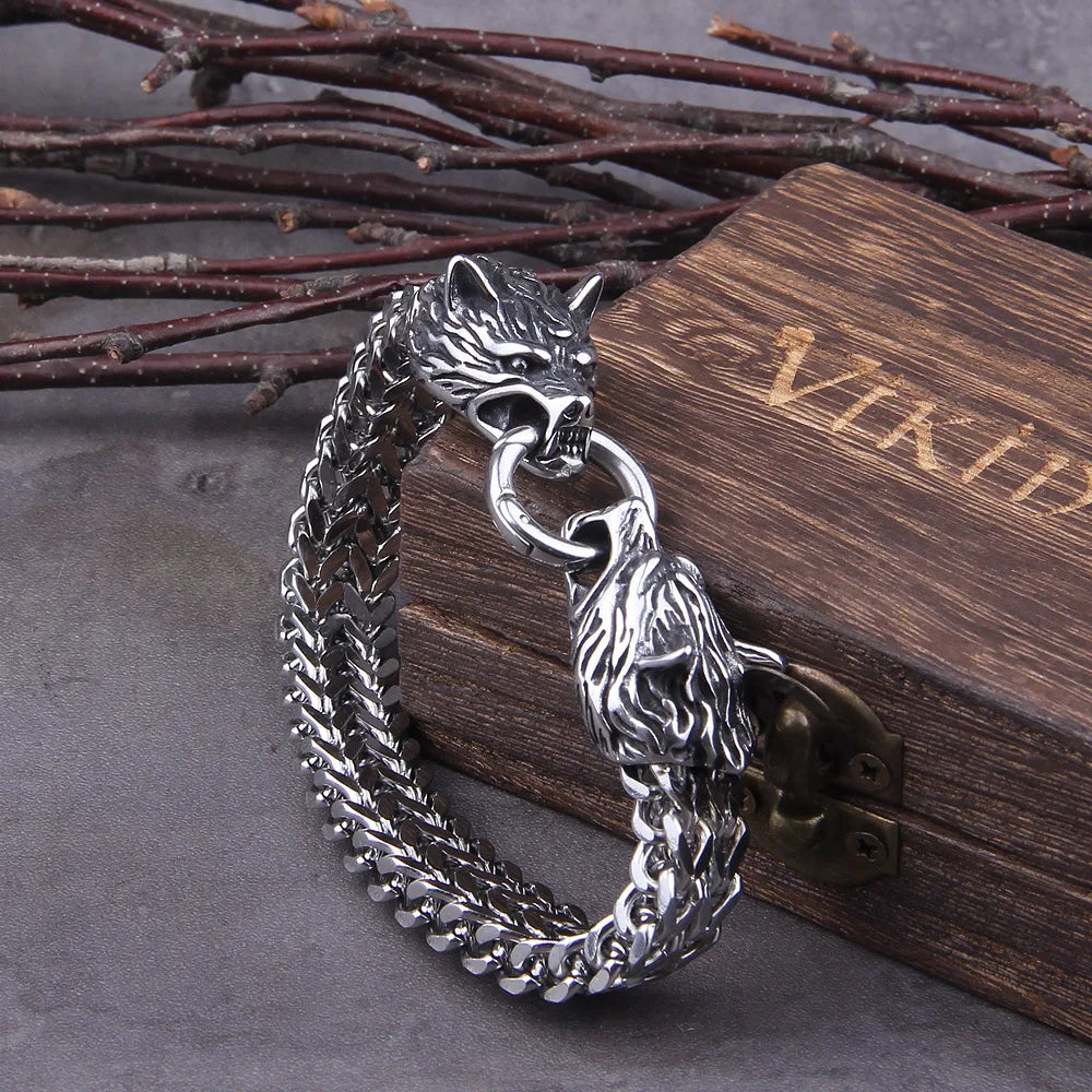Viking Wolf Charm Bracelet